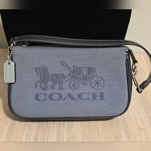 Coach Nolita 19 Horse and Carriage in Light Blue and Navy Blue Leather C8327